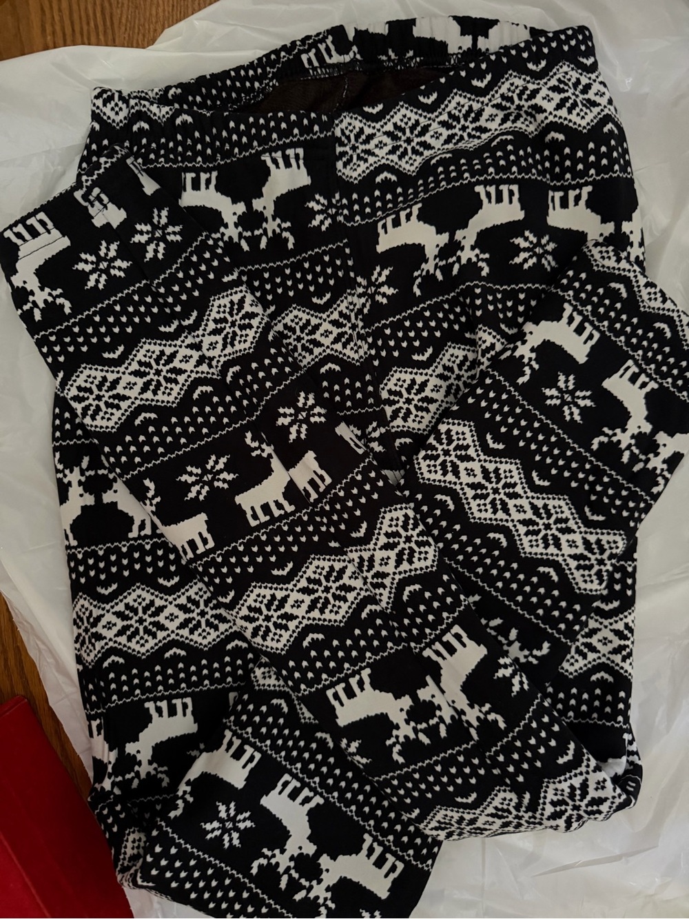 Black & White Reindeer Fleece Leggings